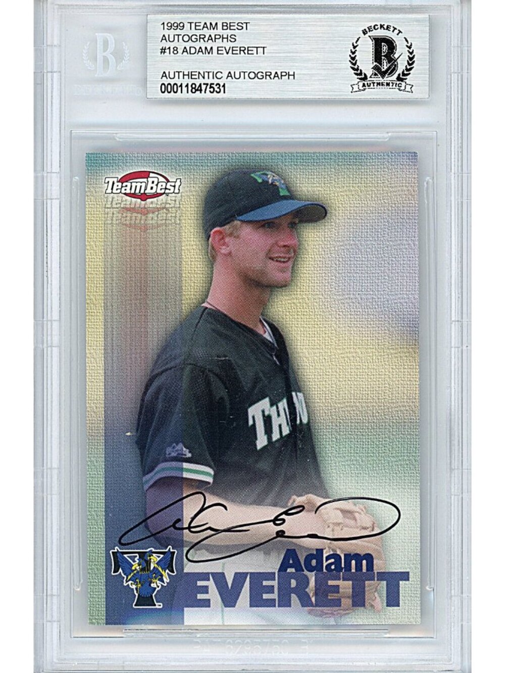 Adam Everett Signed Houston Astros 1999 Team Best Autographs Card Beckett Slab